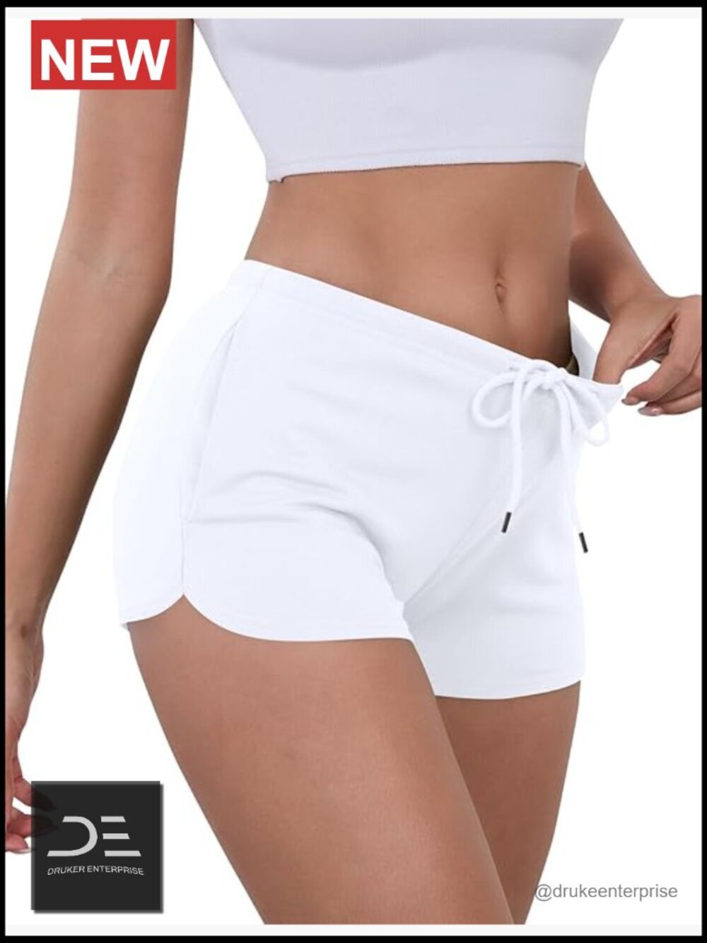Low Rise Sweat Shorts with Drawstring and Pockets for Women